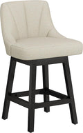 Bar Stool with Backs 1 Pcs, 26" Counter Height Bar Stools, Modern PU Leather Extra Upholstered Swivel Barstools with Square Solid Wood Legs for Kitchen Island