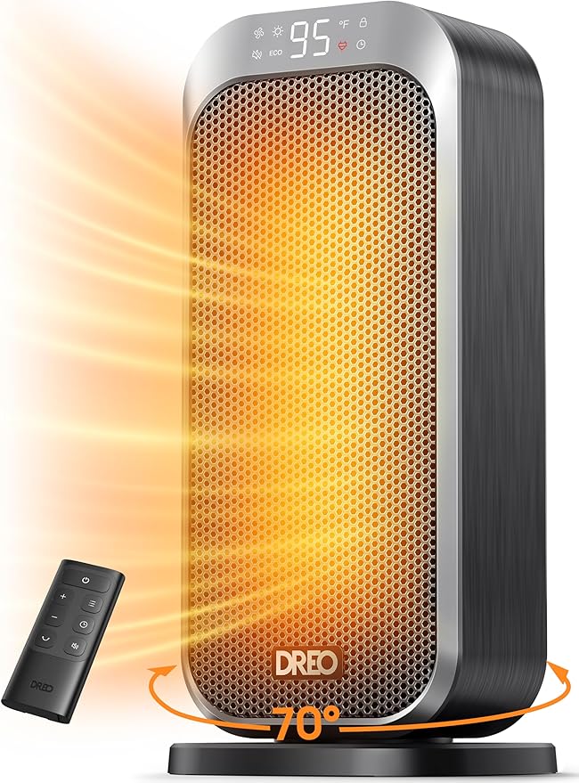 Quiet Space Heater, 1500W Portable Heaters for Indoor Use with Remote, 70° Oscillation, Fast and Safety Electric PTC Ceramic for Desk Office Bedroom, 12H Timer