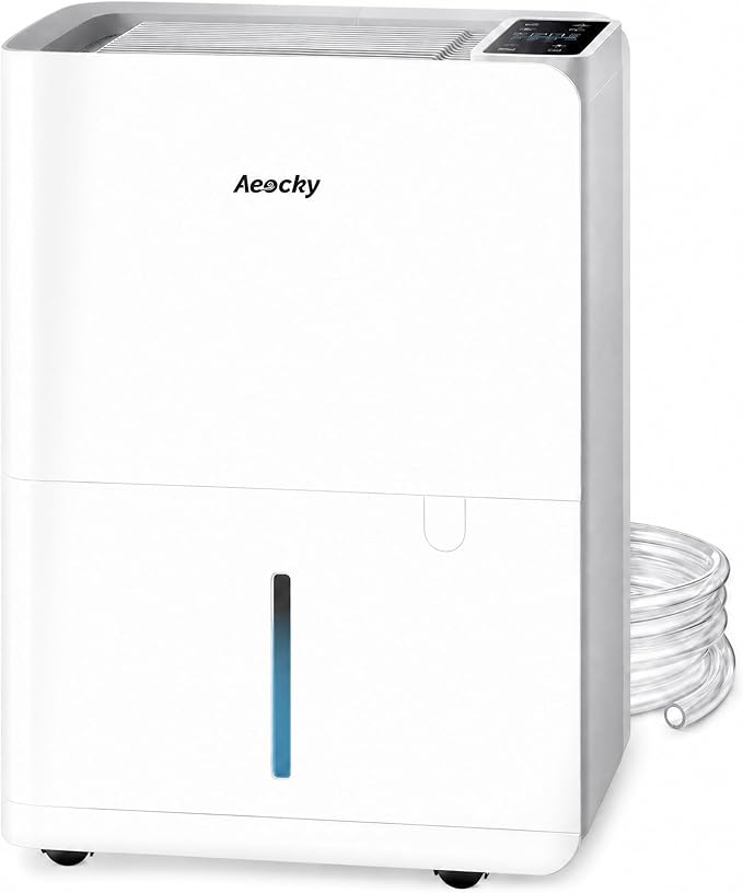 50 Pint/Day Compressor Dehumidifier, 3500Sq.Ft for Basement, Home, Bedroom, Bathroom, with Drain Hose, 0.8 Gallon Water Tank Capacity, Intelligent Humidistat, Quiet
