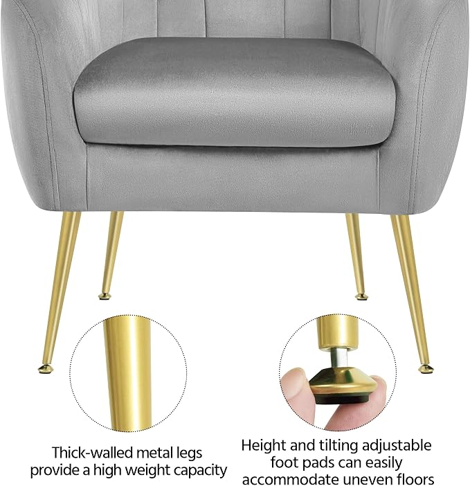 Modern Ivory Boucle Accent Chair with Gold Metal Legs and Removable Seat Cushion for Living Room, Bedroom, Office, Guest Room, or Small Space