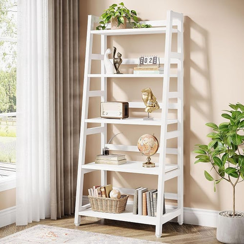 5-Tier Bookshelf Industrial Bookcase, 5 Shelf Ladder Shelf Book Storage Shelf Organizer for Living Room, Home Office