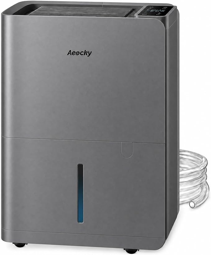 50 Pint/Day Compressor Dehumidifier, 3500Sq.Ft for Basement, Home, Bedroom, Bathroom, with Drain Hose, 0.8 Gallon Water Tank Capacity, Intelligent Humidistat, Quiet