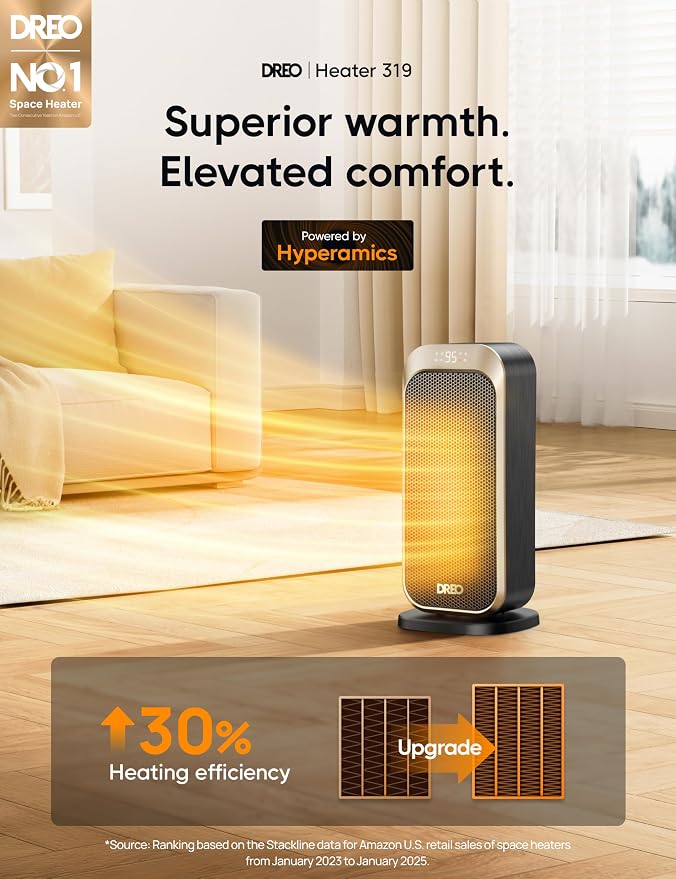 Quiet Space Heater, 1500W Portable Heaters for Indoor Use with Remote, 70° Oscillation, Fast and Safety Electric PTC Ceramic for Desk Office Bedroom, 12H Timer