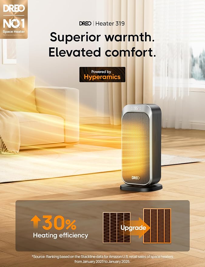 Quiet Space Heater, 1500W Portable Heaters for Indoor Use with Remote, 70° Oscillation, Fast and Safety Electric PTC Ceramic for Desk Office Bedroom, 12H Timer
