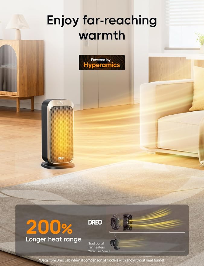 Quiet Space Heater, 1500W Portable Heaters for Indoor Use with Remote, 70° Oscillation, Fast and Safety Electric PTC Ceramic for Desk Office Bedroom, 12H Timer