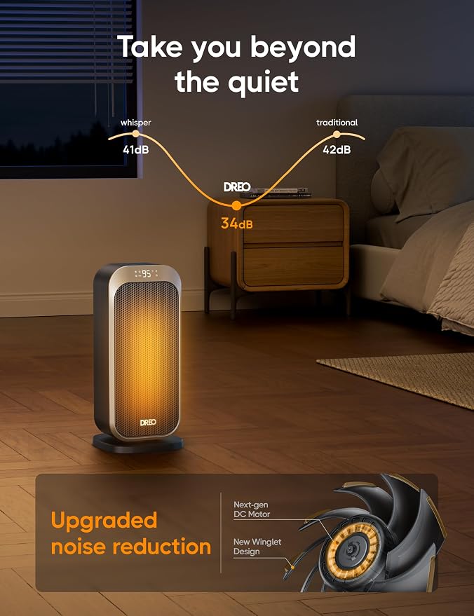 Quiet Space Heater, 1500W Portable Heaters for Indoor Use with Remote, 70° Oscillation, Fast and Safety Electric PTC Ceramic for Desk Office Bedroom, 12H Timer