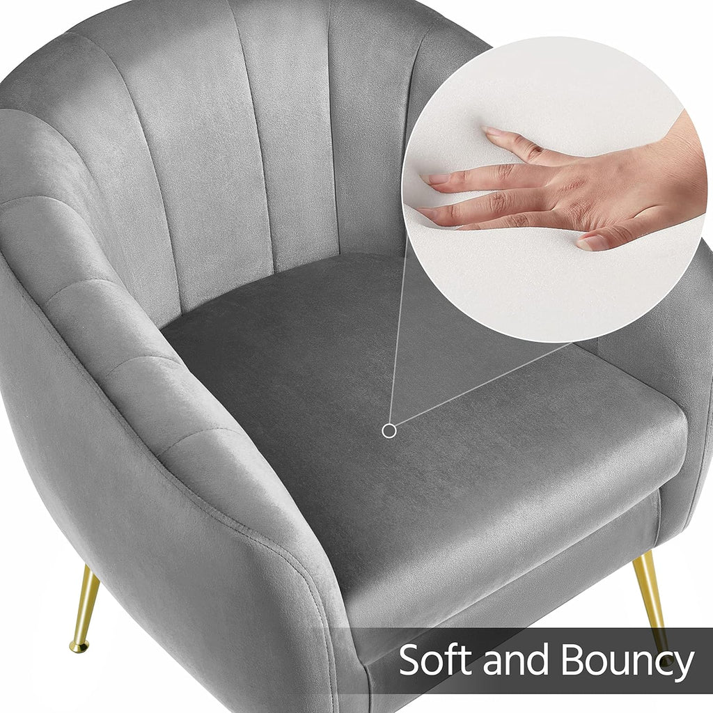 Modern Ivory Boucle Accent Chair with Gold Metal Legs and Removable Seat Cushion for Living Room, Bedroom, Office, Guest Room, or Small Space
